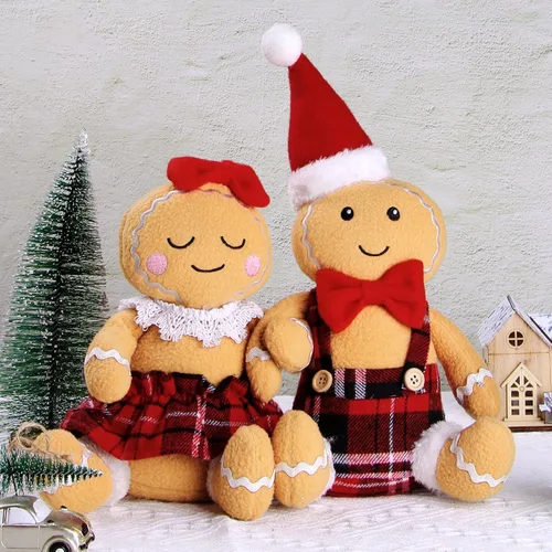 Miniatura 4 de BWFY 2 piezas de decoración navideña de hombre de jengibre para interiores para ornamento de Navidad, decoración del hogar, muñeca de jengibre