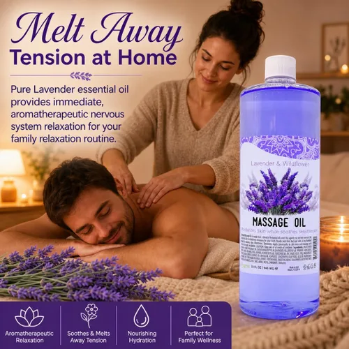 Miniatura 6 de SPA REDI Aceite de masaje de lavanda – Mezcla botánica sin residuos para el cuidado de tejidos profundos y piel seca Vitamina E, aceite