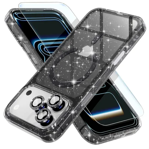 Miniatura 42 de Choiche Funda magnética para iPhone 15 Pro Max, funda transparente con purpurina brillante para mujer