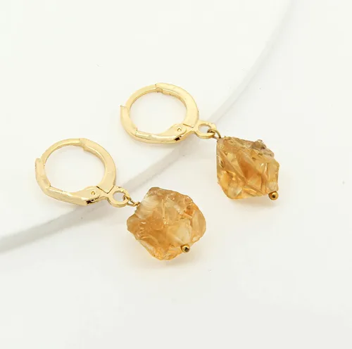 Miniatura 44 de Gempires Handmade Gemstone Hoop Earrings Raw Crystal Dangle Jewelry Hypoallergenic Gold Plated Lightweight Elegant Jewelry Gifts For Women