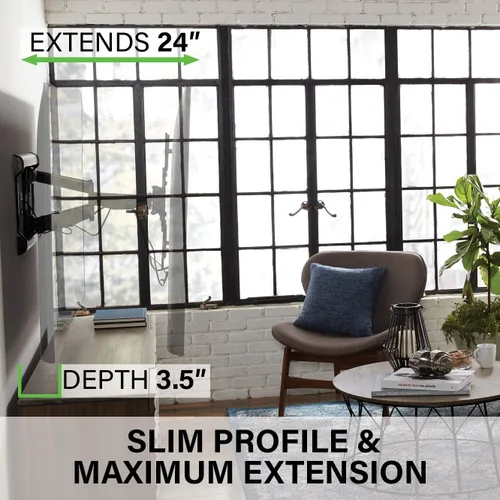 Miniatura 2 de SANUS Soporte de pared extragrande para TV giratorio e inclinable, diseño universal premium para televisores de 37 a 90 pulgadas con protector