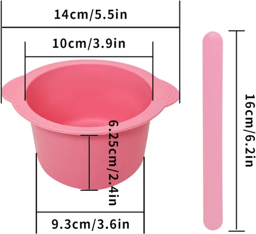 Miniatura 5 de KVZVK Cuenco de Cera de Silicona Antiadherente Recipiente Forro para Depilación con Espátula de Cera (Rosa)