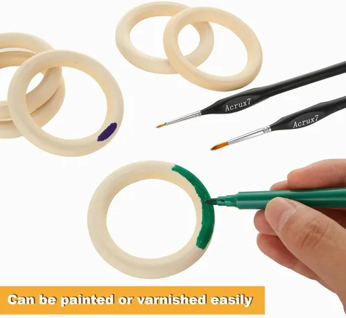 Miniatura 4 de 100 anillos de madera sin terminar de 2.5 pulgadas, anillos de madera natural para manualidades, anillos de macramé de 2.362 in, anillos de madera