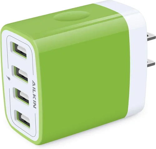 Miniatura 11 de Cargador de pared, adaptador de cargador USB, estación de carga rápida AILKIN 4.8A, 4 puertos múltiples, bloque de base de alimentación, enchufe