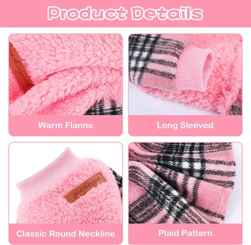 Miniatura 6 de Suéter para perros pequeños, ropa para cachorros, para perros pequeños, hembras y machos, vestido de suéter de invierno para perro, trajes para Rosa
