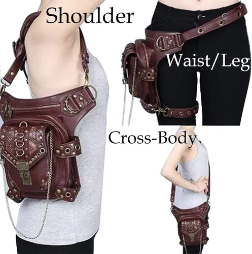 Miniatura 3 de Rebajas Cyber Monday Ofertas Venta Steampunk Riñonera Bolso para cintura Moda Gótico Hombro Bandolera Bandolera Muslo Pierna Capucha Bolsa de Viaje