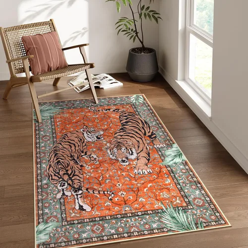 Miniatura 28 de Moynesa Alfombras Lavables de Tigre, Alfombras de Área de Entrada de 3x5, Alfombra Suave Vintage Antideslizante para Sala de Estar, Tapete