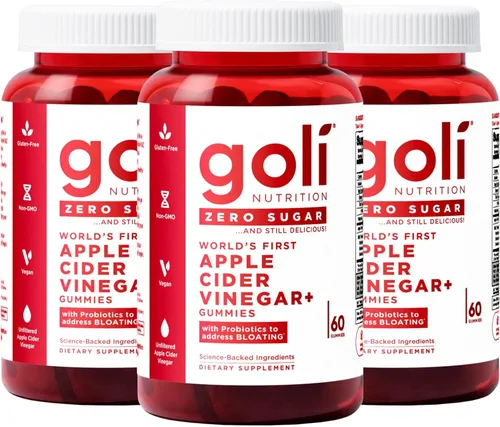 Miniatura 8 de Goli Gomitas de vinagre de sidra de manzana sin azúcar, ACV con vitamina B12 y probióticos, sin alcoholes de azúcar, veganas, aptas para dieta