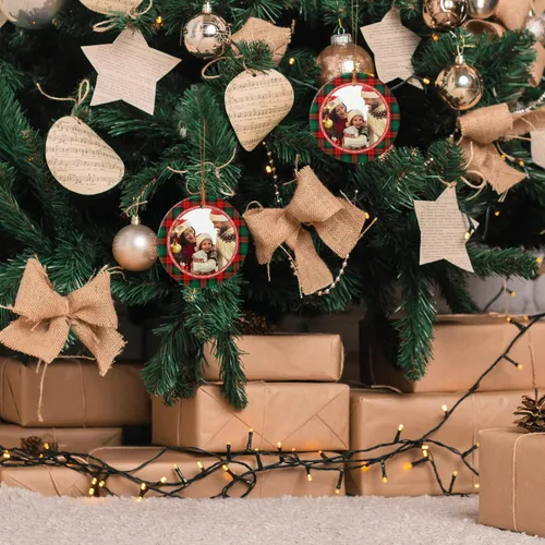 Miniatura 5 de Adornos de Navidad personalizados, adorno con foto personalizada, nuestro primer árbol de Navidad colgante 2024, decoración regalo para Navidad