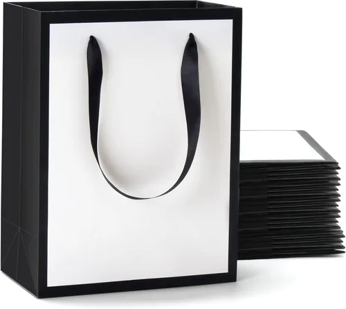 Miniatura 13 de Bolsas de regalo de tamaño mediano, venta al por menor, mercancía Blanco Negro