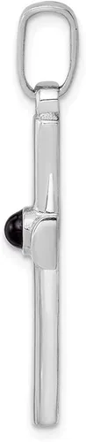 Miniatura 2 de Plata de ley rodiada Onyx Cruz colgante 1.181in 0.780in estilo QC9373