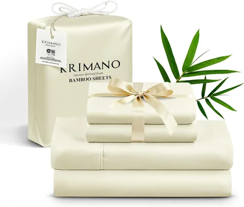 Miniatura 10 de Juego de sábanas tamaño King, sábanas de viscosa de bambú para cama, juego de 4 piezas, 100% viscosa derivada de bambú, lujo sedoso y refrescante