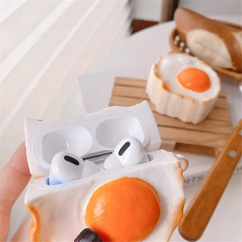 Miniatura 3 de UnnFiko Funda para Airpods Pro, funda protectora de silicona suave de dibujos animados 3D, linda funda creativa de carga para Airpods Pro con Z Huevo