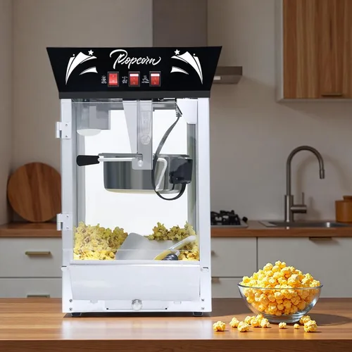 Miniatura 4 de Máquina de palomitas de maíz, máquina de palomitas de maíz estilo teatro de 12 Oz con plataforma de calentamiento, máquina de palomitas de mesa