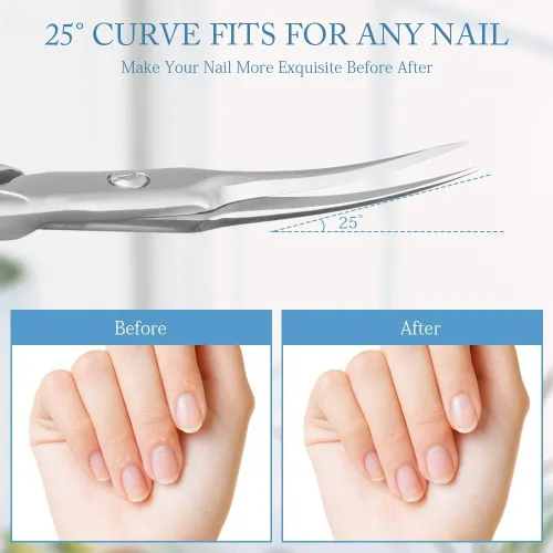 Miniatura 2 de AOMIG Tijeras de cutícula para uñas, 2 piezas afiladas curvadas multiusos de acero inoxidable tijeras de belleza cortador de manicura para uñas