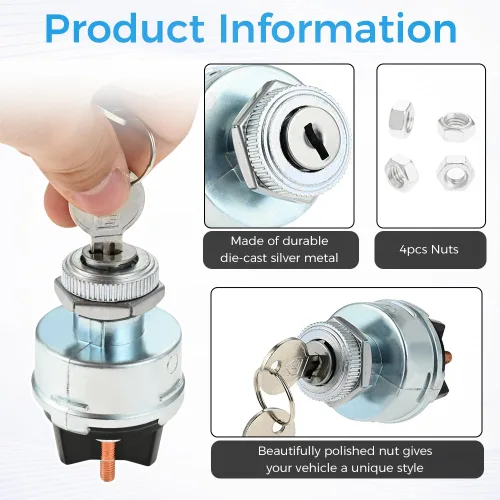Miniatura 6 de Interruptor de llave de encendido de 4 posiciones, reemplazo universal del interruptor de arranque para automóvil, carretilla elevadora, camión