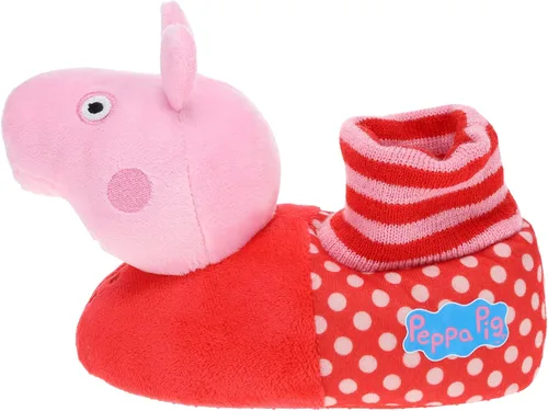 Miniatura 2 de Peppa Pig Pantuflas para niños pequeños pantuflas novedosas de cuerpo completo color rojo para niños de 5 a 6 a 9 a 10 años