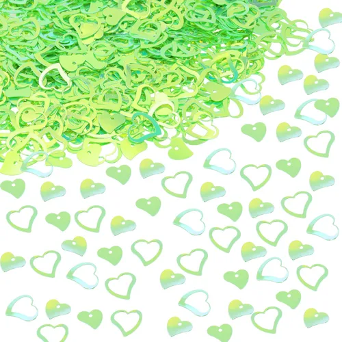 Miniatura 17 de ONLYKXY 1200 piezas de confeti en forma de corazón, decoración de mesa de boda, confeti con purpurina para fiesta de boda (amarillo brillante)