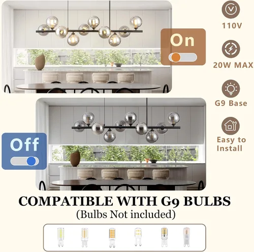 Miniatura 3 de Candelabros lineales para comedor de 10 luces, lámpara lineal moderna Sputnik, lámpara de techo Sputnik, luces de isla de 40 pulgadas para cocina