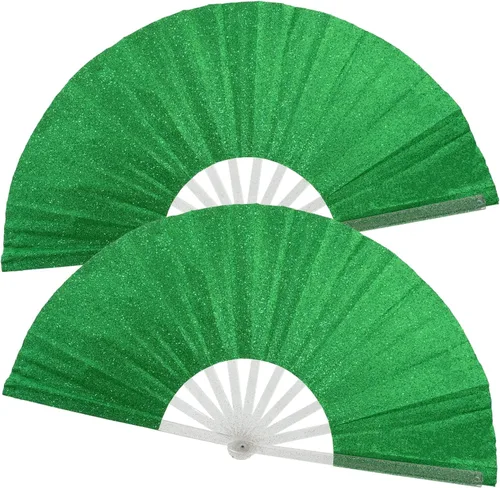 Miniatura 24 de 2 ventiladores plegables grandes de mano para hombres y mujeres, abanicos decorativos plegables, accesorios rave, utilizados para bailes, fiestas