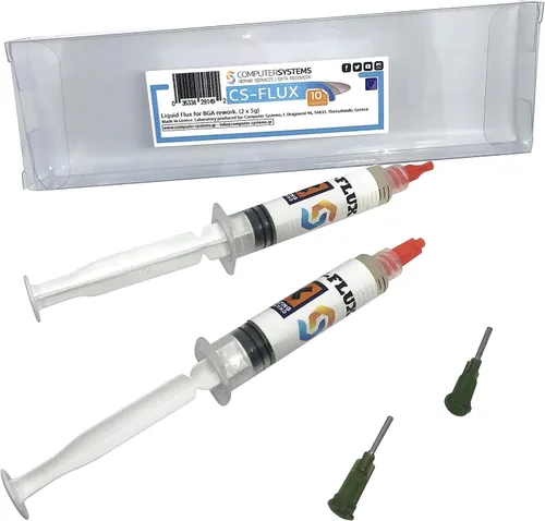 Miniatura 9 de CS-Flux 0.35 oz (2x5g) Flujo líquido libre de halógenos de baja viscosidad para reprocesamiento de componentes BGA, reflujo ideal para reparaciones