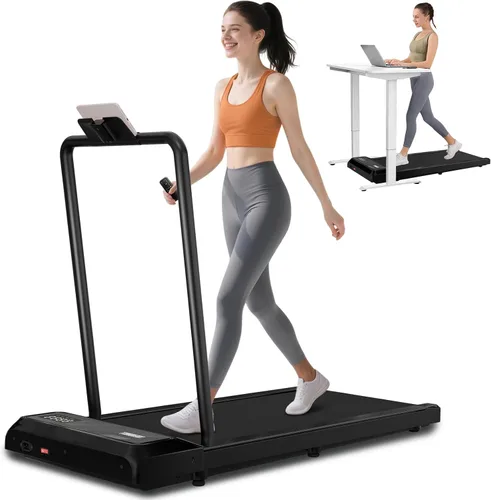 Caminadora 3 en 1 para usar debajo del escritorio para oficina en casa con motor de 2.5 HP/4.0 MPH/45 dB, almohadilla para caminar con mango de Negro