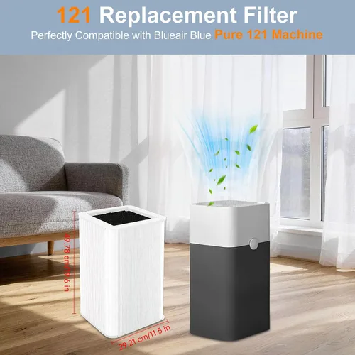 Miniatura 2 de Filtro de repuesto 121 compatible con máquina inteligente Blueair Blue Pure 121, sistema de filtración 2 en 1, filtro de partículas blancas