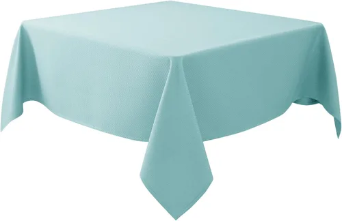Biscaynebay Auqa - Mantel cuadrado de 54 x 54 pulgadas, mantel de tela con tarjeta azul Auqa, pequeño, plegable, resistente al agua, para cocina,