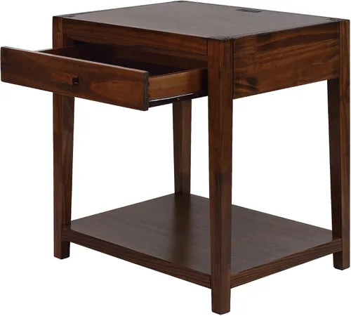 Miniatura 9 de Casual Home Notre Dame - Mesita de noche con puertos USB, color marrón cálido, 18.75 pulgadas x 24 pulgadas x 26 pulgadas