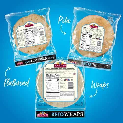 Miniatura 2 de Toufayan KETO - Paquete variado de pan, incluye pan de pita, pan plano y envolturas (paquete de 3)