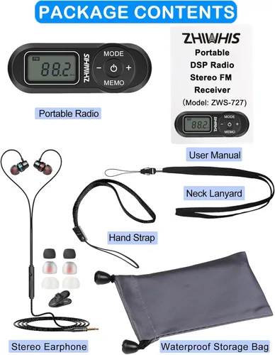 Miniatura 7 de Radio portátil, sintonizador digital ZHIWHIS FM con la mejor recepción, receptor de transistor de bolsillo con sonido estéreo, walkmen a batería