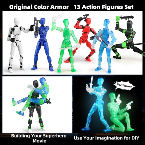 Miniatura 5 de Juego luminoso de 13 figuras de acción, 6 figuras de acción de robot Titan 13, juguetes impresos en 3D articulados, para entusiastas del modelado