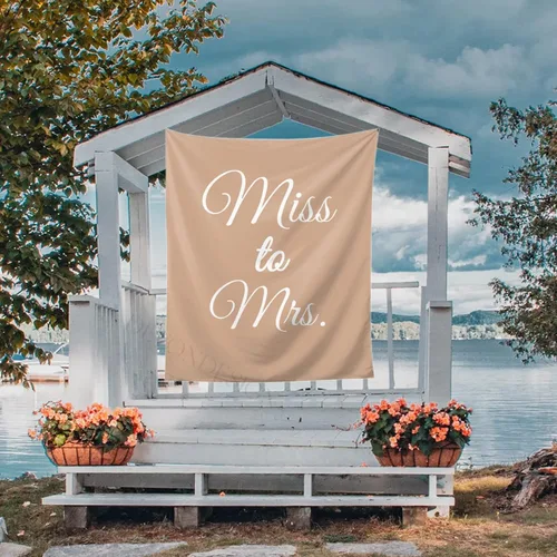 Miniatura 9 de Miss to Mrs - Telón de fondo, letrero, tapiz, pancarta, futura 29 x 37 pulgadas, telón de fondo beige para despedida de soltera, para fotos