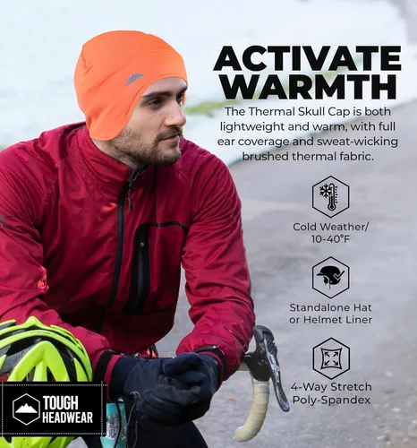 Miniatura 29 de Tough Headwear Gorras térmicas para casco para hombre, para invierno, gorra de casco y gorras de ciclismo para correr, esquiar, deportes de invierno