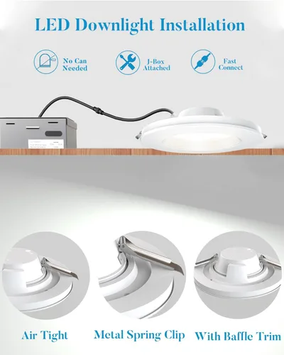 Miniatura 5 de Lightdot LED de 6 pulgadas empotrable con luz nocturna 1200LM 12W 120V regulable LED Downlight iluminación, 3000 K/4000 K/5000 K seleccionables