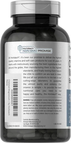 Miniatura 3 de Horbäach Magnesio quelado 360 mg 240 cápsulas Suplemento sin OMG y sin gluten