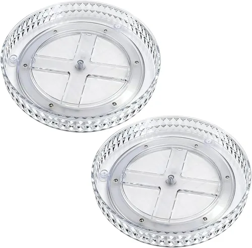 Miniatura 10 de Mesa giratoria Lazy Susan de 9.25 pulgadas, organizador giratorio de plástico transparente para gabinete, refrigerador, rotación de 360°, fácil
