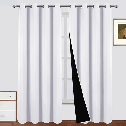 Miniatura 53 de LEMOMO Cortinas 100% opacas de 52 x 95 pulgadas, 2 paneles de oscurecimiento con aislamiento térmico para dormitorio Negro