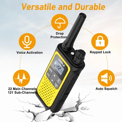 Miniatura 8 de Walkie Talkies recargables de largo alcance, paquete de 4 Walkie Talkies para adultos NOAA con alerta meteorológica, radio de 2 vías de 22 canales