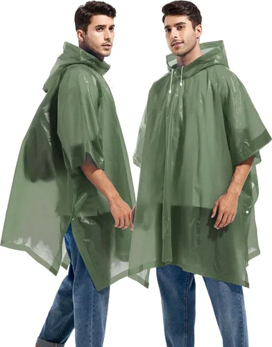Miniatura 39 de Paquete de 2 ponchos de lluvia para adultos, reutilizables, impermeables, de supervivencia, emergencia, resistente, con capucha con cordón