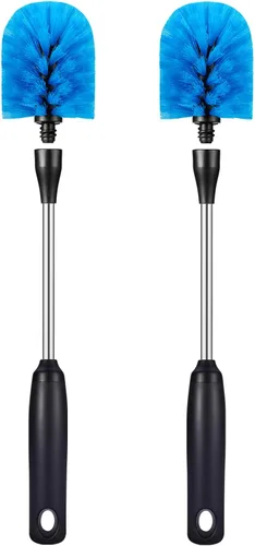 Miniatura 2 de MOSOLAN Cepillo para botellas de acero inoxidable con cabezal reemplazable, paquete de 2 cepillos de limpieza de mango largo para botellas de agua