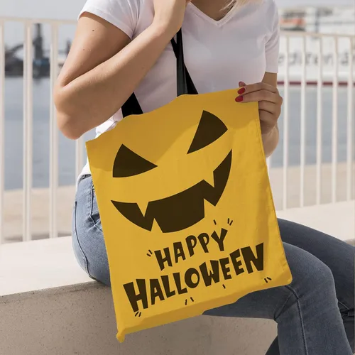Miniatura 7 de ATFUNSHOP Trick or Treat Bag - Bolsa reutilizable de lona grande de 15.7 pulgadas y bolsa de comestibles para niños
