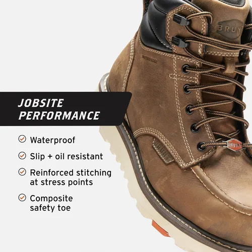 Miniatura 3 de BRUNT Marin Welted (Comp Toe) - Men's - Waterproof Safety Toe Wedge Work Boot - Goodyear Welt Construction - EH & ESR Rated - Oil & Slip Resistant