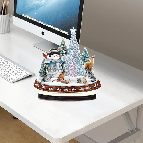 Miniatura 4 de antor Kit de adornos de escritorio con diseño de árbol de Navidad, muñeco de nieve, pintura de diamante, para adultos, principiantes, arte de Árbol