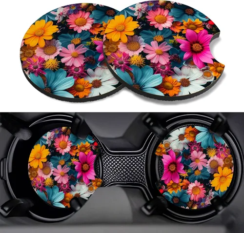 Miniatura 19 de Posavasos para automóvil, paquete de 2 posavasos para automóvil, 2.75 pulgadas, antideslizantes y absorbentes, para portavasos de automóvil