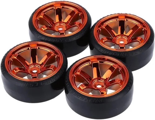 Miniatura 11 de GoolRC Juego de 4 neumáticos de automóvil de deriva 1/10 para Traxxas HSP Tamiya HPI Kyosho On-Road Drifting Car (negro)