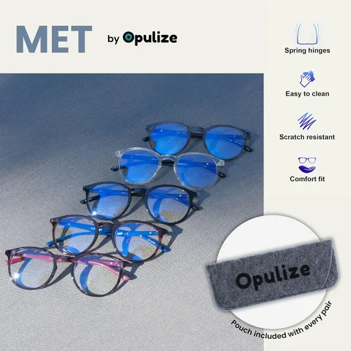 Miniatura 4 de OPULIZE MET - Lentes de lectura con bloqueo de luz azul para mujeres y hombres, marco redondo delgado con bisagras de resorte, resistentes a los 1