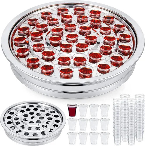 Miniatura 8 de Zhehao - 1 bandeja de comunión con cáliz desechables para suministros de iglesia, cada juego de suministros de comunión de 40 agujeros, bandejas