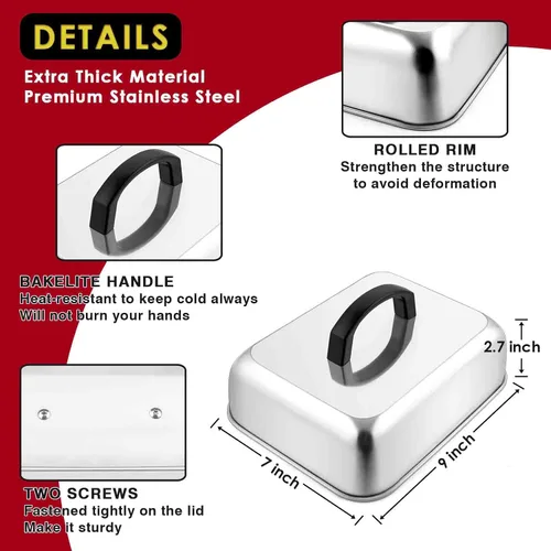 Miniatura 2 de Joyfair - Cubierta para hilvanar quesos de 9 pulgadas (rectangular), tapa de acero inoxidable para fundir, parrilla superior plana, accesorios