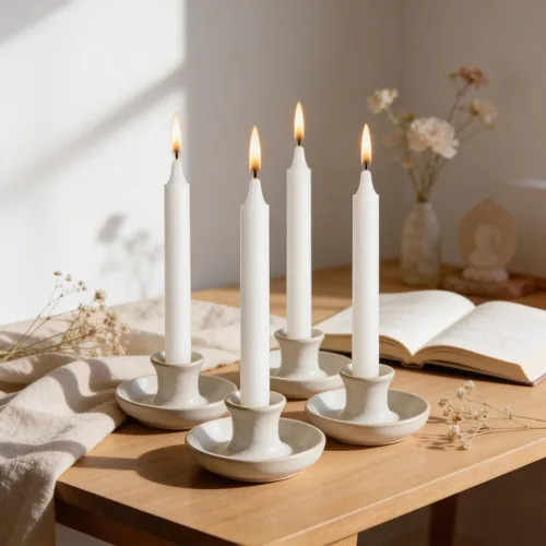 Miniatura 6 de Viyffo Paquete de 20 velas cónicas blancas, mini velas sin goteo de 4 pulgadas, sin perfume, tiempo de combustión de 1.5 horas para rituales